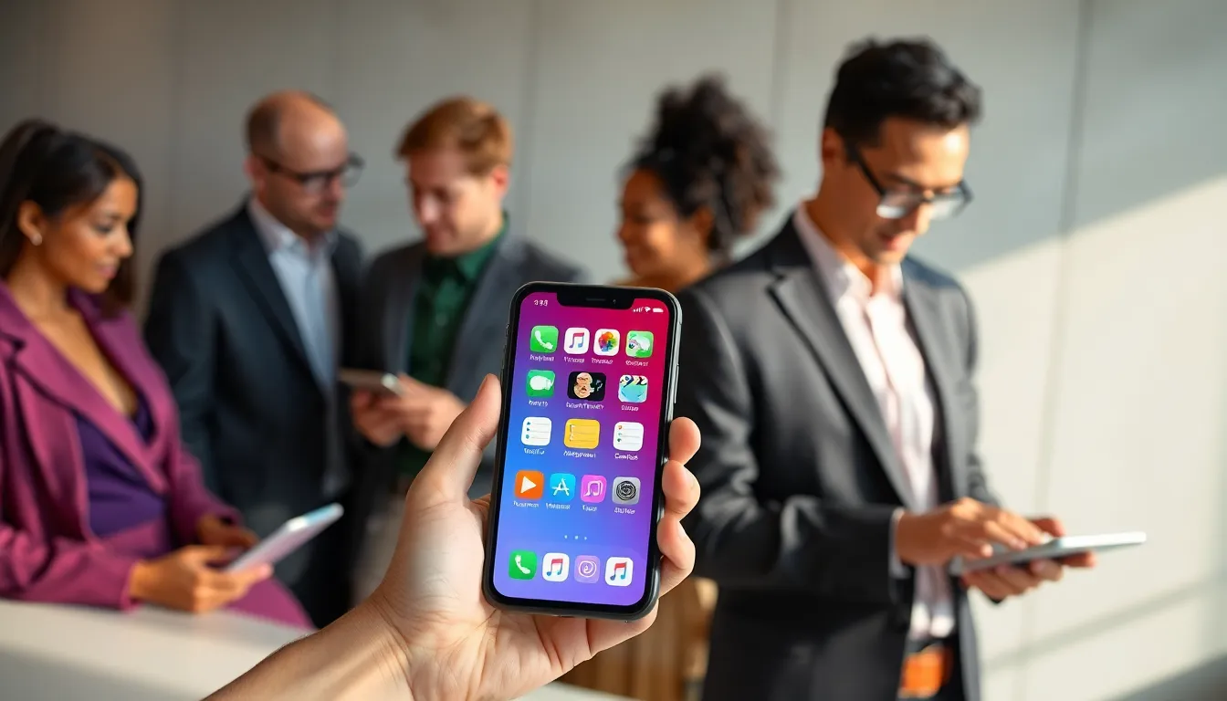 Smartphone displaying colorful app customization options.